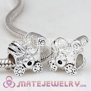 cheap factory wholesale large hole silver plated Baby Carriage charm beads