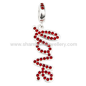 wholesale sterling silver dangle love word european rhinestone love charms