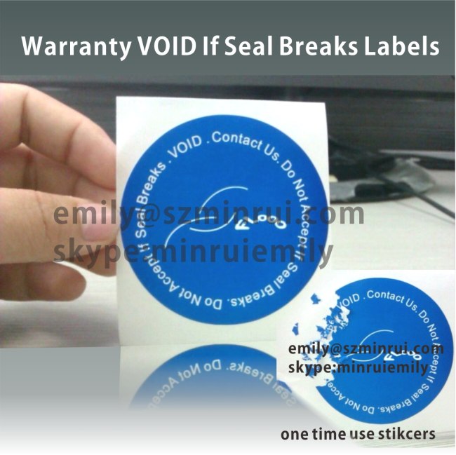 Custom Round Do Not Accept If Seal Breaks Labels,One time Use Security Seal Labels,Breakable destructive labels 