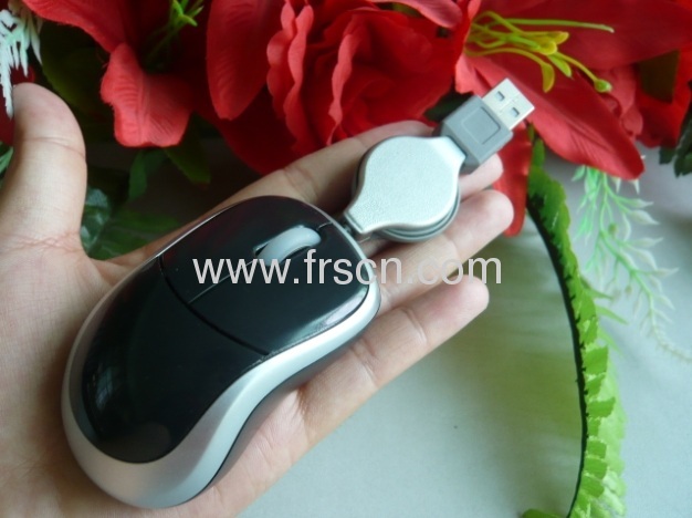 Super thin wired mouse retractable smallest size travel mouse