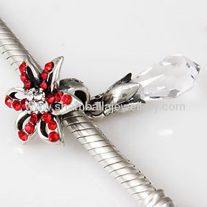 Austrian Crystal pave sterling silver European dangle Lily Bri Charm beads