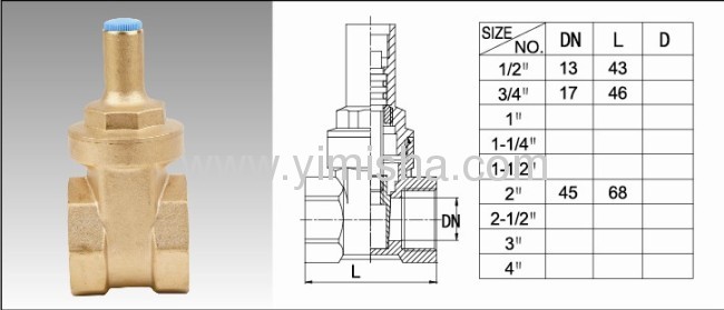 Horizontal Manual BrassNo Handle Two General Formula Gate Valve