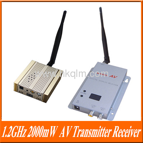 Long Range 2KM 1.2GHz 15Channel Adjustable 2000mW Wireless Audio Video Transmitter and Receiver.