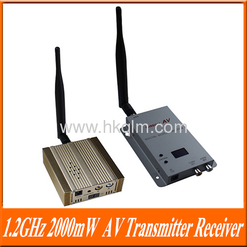 Long Range 2KM 1.2GHz 15Channel Adjustable 2000mW Wireless Audio Video Transmitter and Receiver.