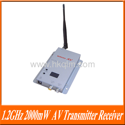 Long Range 2KM 1.2GHz 15Channel Adjustable 2000mW Wireless Audio Video Transmitter and Receiver.