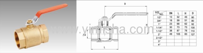 Forged Brass Red Handle Two General Formula Hard Seal Threaded Ball valve