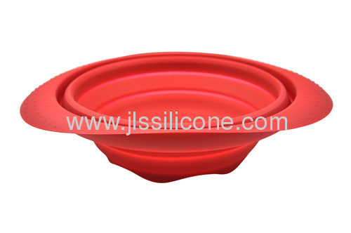 kitchen tools silicone folded bowl with holes on bottom for wash