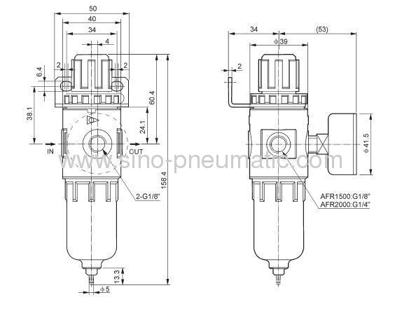 Airtac A series Metal Air Filter Regulator AFR1500 AFR2000