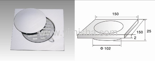 Square Stainless Steel Anti-Odour Strainer Floor Drain with Clean Out 