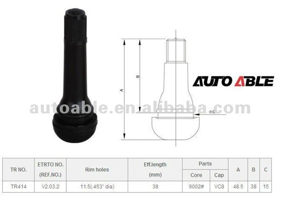 Snap-in Tubeless Tire Valve for passenger car 