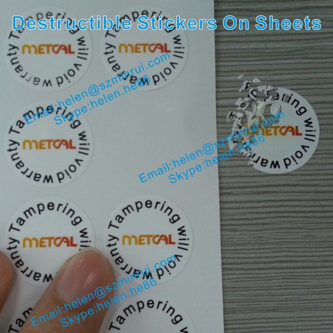 Custom Destructible Warranty Void Label Sticker,Tamper Evident Eggshell Round Warranty Paper Stickers