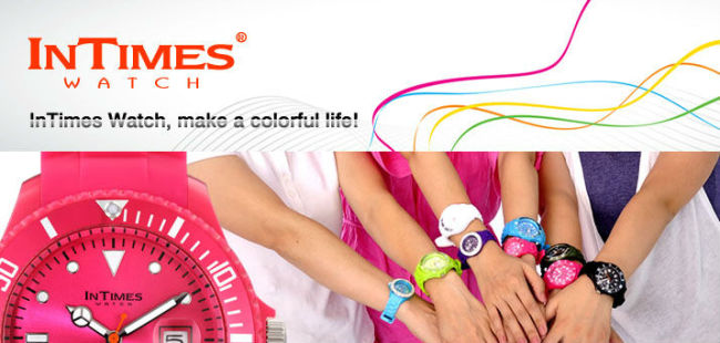 Colorful silicone sports watch unisex 40mm plastic case Japan Movt. From Intimes branded sports watch IT-044