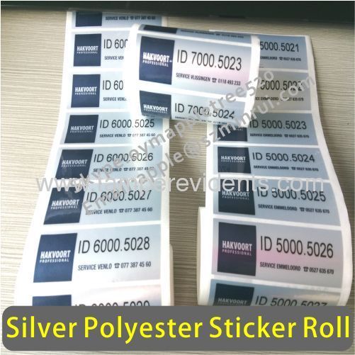 Custom Matt Silver PET Stickers,Waterproof Silver Foil Labels With Serial Numbers,Laminated Adhesive PET Label 