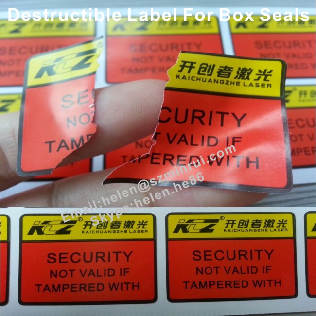 Tamper Evident Destructible Labels For Box Package Sealing,Easy Broken Non Removable Stickers For Tamper Proof Seals