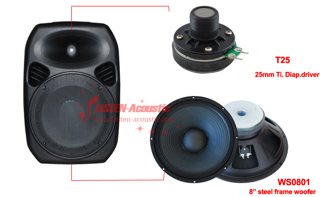 8inch 2 way Professional Plastic Audio speaker boxes PD-08