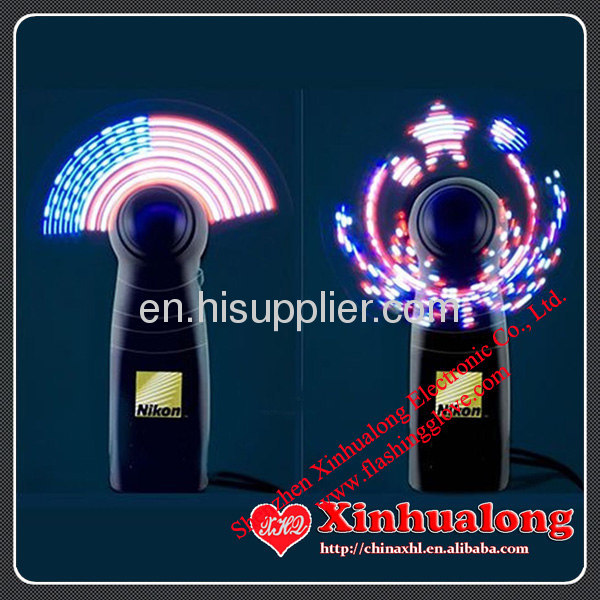 Promotion LED Flashing Fan with Programmable massage for advertising