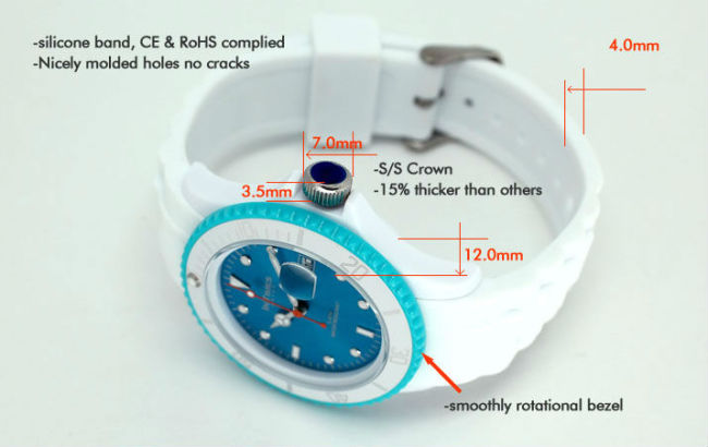 Hot silicone watches mixed color Japan movt plastic case silicone watch strap 5ATM from Intimes branded silicone watch