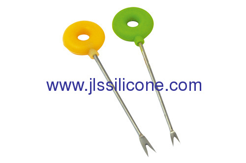 Donut style silicone fruit fork