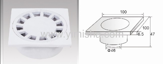 Square Plastic Odorless Floor Drain with Outlet Diameter 46mm