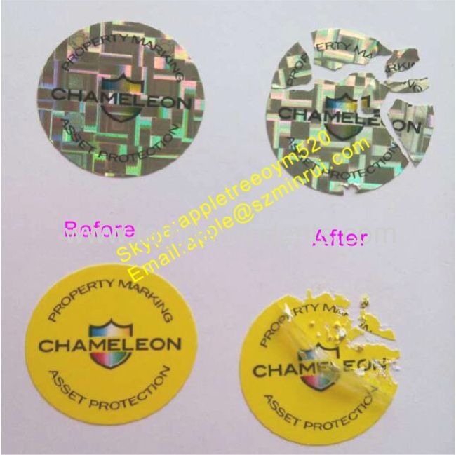 One Time Use Gold/Silver Hologram Sticker,Hologram Ultra Destructible Vinyl Labels for Property Protection,Eggskin Label