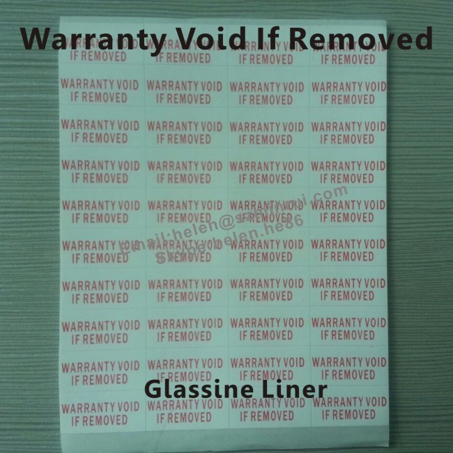 Custom Rectangle Ultra Destructible Vinyl Warranty Void If Removed Or Damaged Label,Tamper Proof Warranty Seals