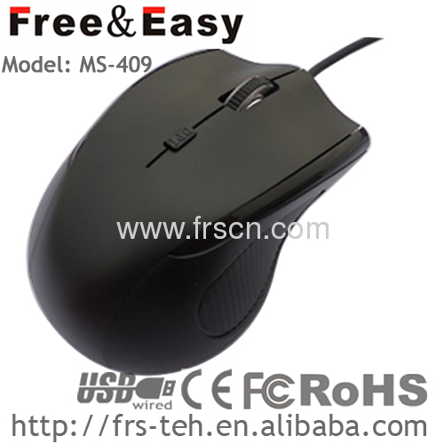 MS-409 rubber key big size optical 3d hot sales wired mouse