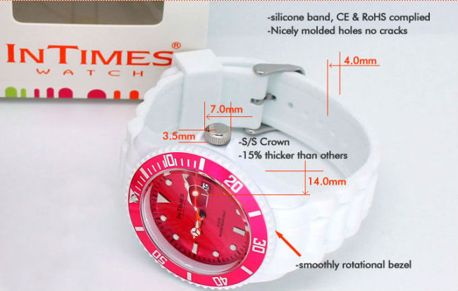 custom watches for Man 44mm IT-057MC plastic case silicone bracelet Japan Movt. From Intimes brand watch collection