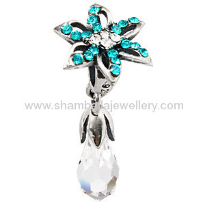 Mixed silver european flower Lily Briolette crystal Dangle charms for bracelets