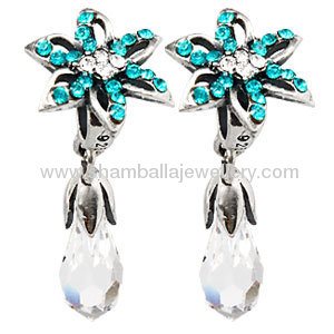 Mixed silver european flower Lily Briolette crystal Dangle charms for bracelets