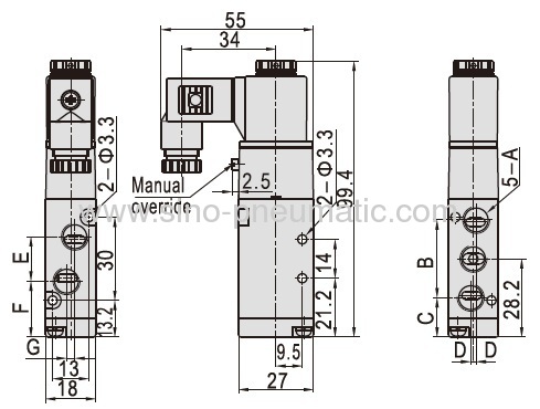 2/5way M5 Aluminum alloy 4V110-60.15~0.8MPa Solenoid valve
