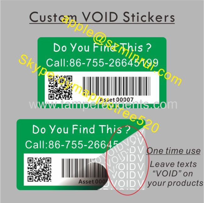 Custom Printing Security Barcode Labels,Destructive Tamper Evident QRcode Rolls with Fast Leadtime and Good Quality