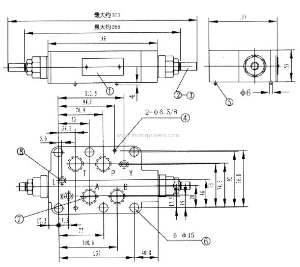 Double throttle/check valve with Sandwich plate 