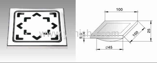 100mm x 100mm x 5.5mm Square Stainless Steel Anti-odour Floor Drain with Clean Out 