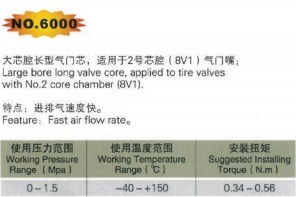 Valve Core 6000 series