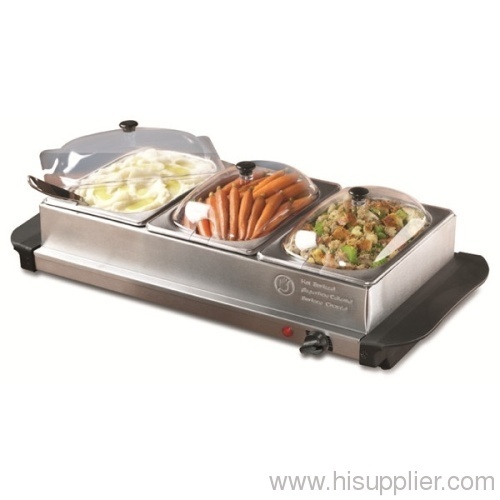 3x2.5 Litre Stainless Steel Triple Buffet Server Warming Tray MS638