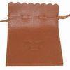 Brown Leather Small Drawstring Gift Pouches For Promotion With Logo