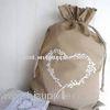 Customized Drawstring Embroidered Tote Bags Canvas With Heart Graphics