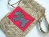 Mini Jute Drawstring Embroidered Tote Bags With Ribbon Closure