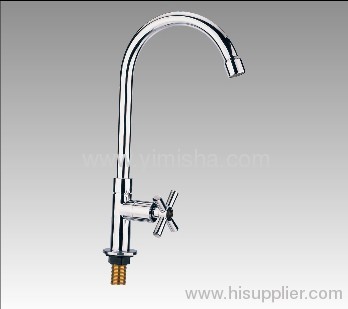 356mmx G1/2x dia.22mmx dia.18mm Vertical Polished Kitchen Faucet with Single Cross Handle