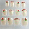 Ivory printing Cherry pattern French False nail Easy DIY False nail