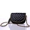 Black Quilted Chain Pu Leather Handbag Preppy , Diamond Texture