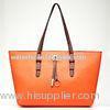 Orange / Yellow Shoulder PU Leather Handbag Diagonal , Euro Fashion