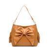 Ruffle Camel Colored Single Strap Handbags Trendy , Soft Leather