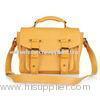 Yellow Big Leather Totes Handbags Satchel Style , Double Arrows