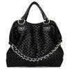 Ladies Leather Totes Handbags Black , Diagonal With Two Straps