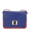 Blue Square Leather Totes Handbags Euro Fashion With Twist Lock