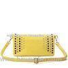 Yellow Small Leather Totes Handbags Summer , Korea Style With Rivet