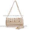 White Long Strap Cross Shoulder Handbags For Work With Metal Chain