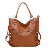 Vintage Ladies Cross Shoulder Handbags Italian , Brown Genuine Leather