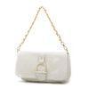 Square Ostrich Chain Strap Handbag White , Adjustable Shoulder Strap